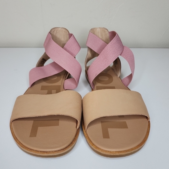 SOREL Women's Ella II‎ Flat Sandal Honest Beige And Fraser Pink Size 10 - Picture 7 of 10